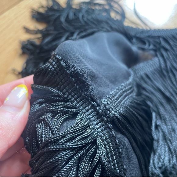 Gryphon Silk Fringe Open Front Black Jacket Size XS - Picture 7 of 8
